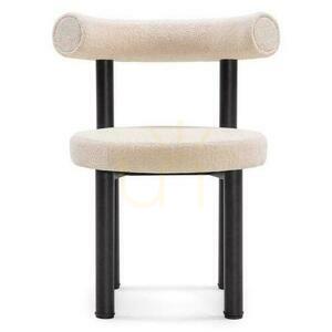 Set of 2 PERER Beige Boucle Chairs with Black Legs small 4