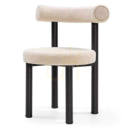 Check Set of 2 PERER Beige Boucle Chairs with Black Legs