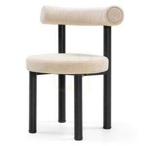 Set of 2 PERER Beige Boucle Chairs with Black Legs small 0