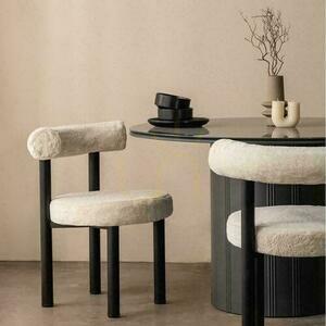 Set of 2 PERER Ecru Chairs with Black Legs small 1