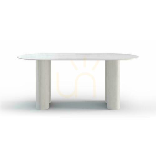 Check POELA Lame Dining Table, Sintered Top with White Marble Effect
