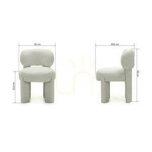 Set of 2 Upholstered Chairs SAMMA Gray-Beige, Boucle small 6