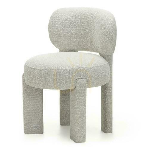 Check Set of 2 Upholstered Chairs SAMMA Gray-Beige, Boucle