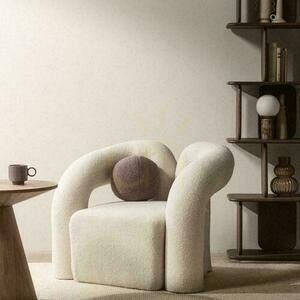 SELLEL Upholstered Armchair Light Beige Boucle small 1