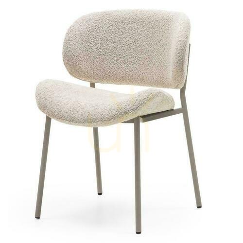 Check Set of 2 Upholstered Chairs SUKRA Beige Boucle