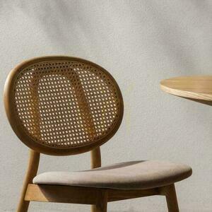 Set of 2 SUMBA Wooden Chairs Brown Velvet with Rattan Back in Vienna Binding small 3