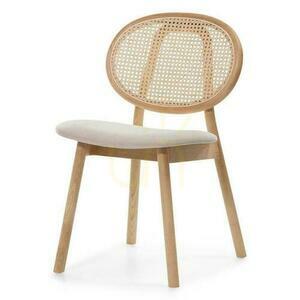 Set of 2 SUMBA Wooden Chairs Brown Velvet with Rattan Back in Vienna Binding small 0