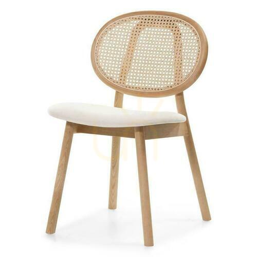 Check Set of 2 SUMBA Velvet Wooden Chairs with Rattan Back in Vienna Bonding