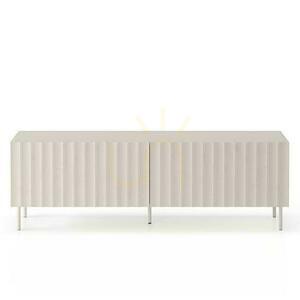 TIRAMI TV Console Cabinet Gray-Beige with Grooves small 3