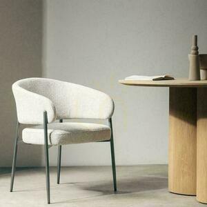 UMBRIA Upholstered Chair Beige with Grey Legs small 1