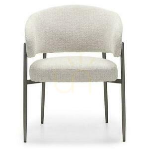 UMBRIA Upholstered Chair Beige with Grey Legs small 3