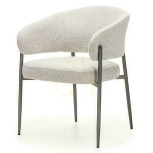UMBRIA Upholstered Chair Beige with Grey Legs small 0