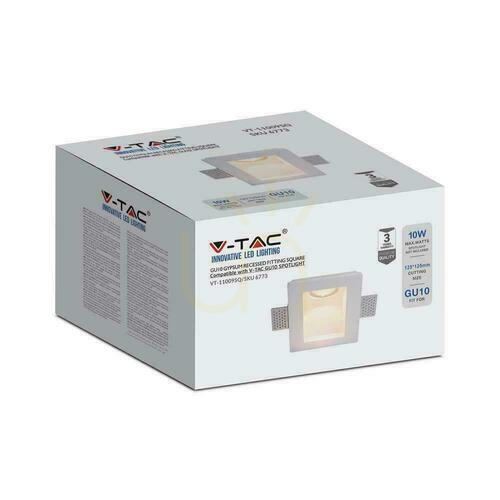 Check V-TAC GU10 plaster luminaire wall sconce square 120x120 VT-11009 3 year warranty