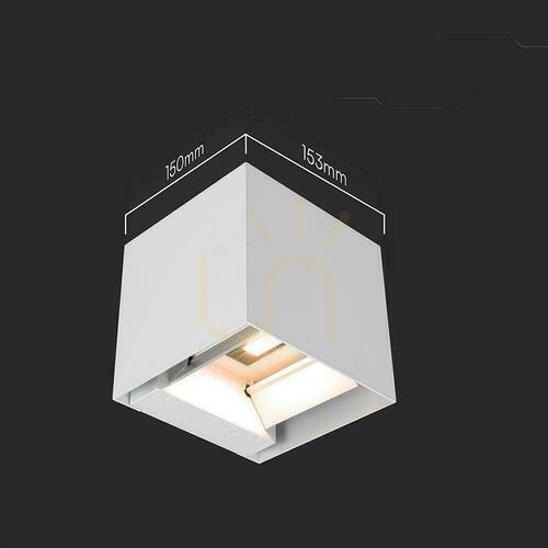 Check V-TAC 9W LED COB solar wall luminaire white cube 15x15cm IP65 motion sensor VT-409CCT 3000K-4000K-5000K 800lm