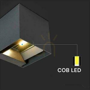 V-TAC solar wall luminaire 9W LED COB anthracite cube 15x15cm IP65 motion sensor VT-409CCT 3000K-4000K-5000K 800lm small 7
