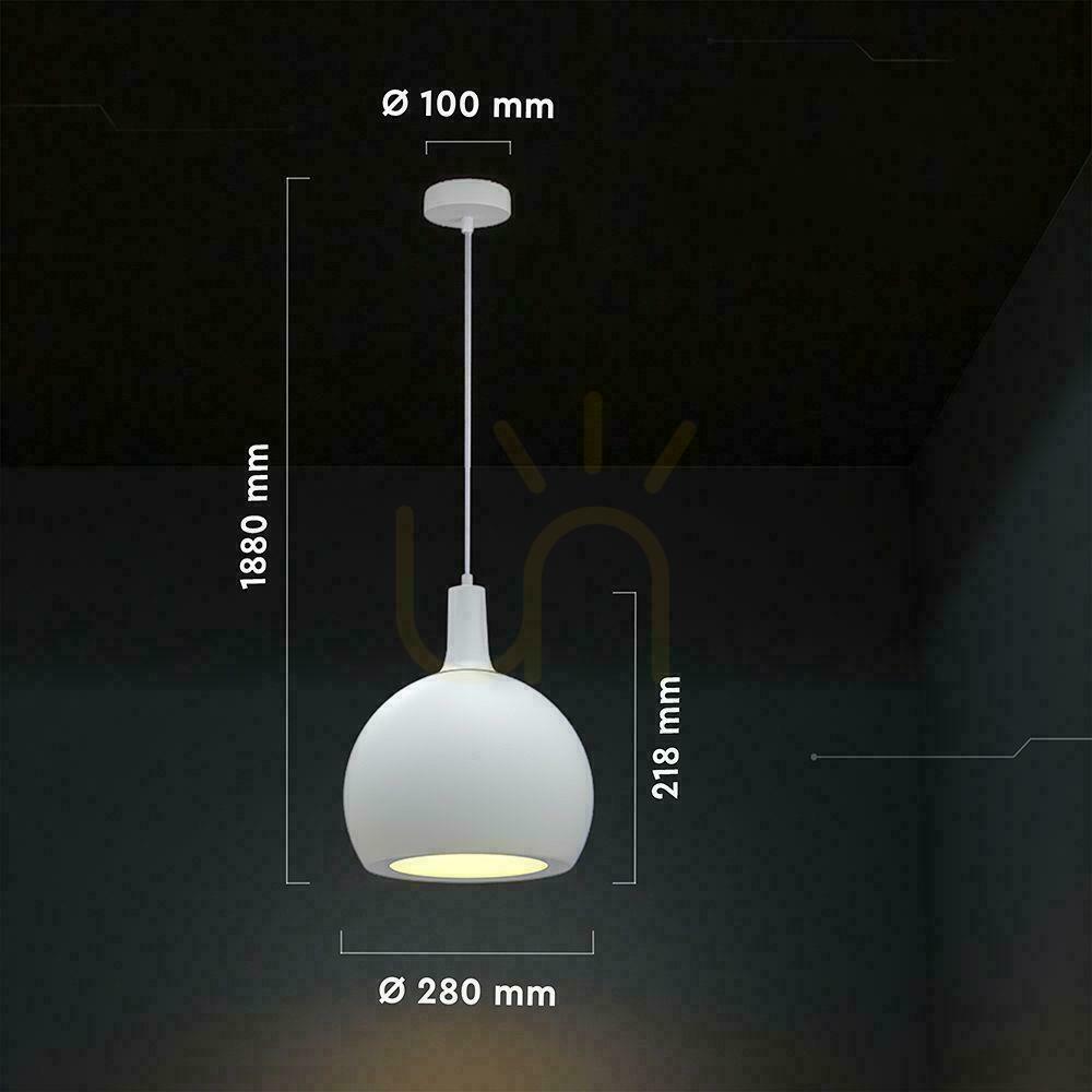 Preview V-TAC E27 280x218mm pendant luminaire white VT-89020 V-TAC E27 280x218mm pendant luminaire white VT-89020