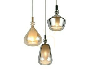 Trio ALDEA 349430317 3×E14 pendant light – white, chrome and amber glass small 3