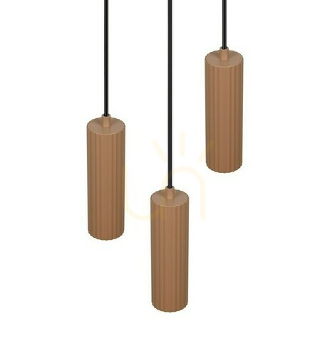 Check Trio SOKA 367730365 pendant light, coffee brown, 3×GU10, Ø28 cm