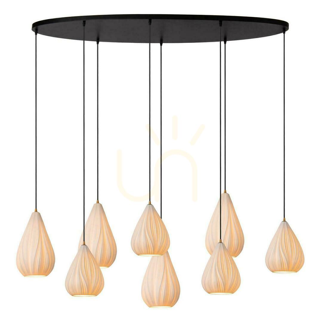 Lucide Cinzia White Porcelain Japandi Pendant Lamp 13452/08/31