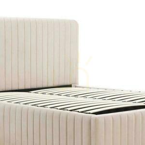 Upholstered bed 160x200 cm ANDRE Velvet, Beige with Storage small 4