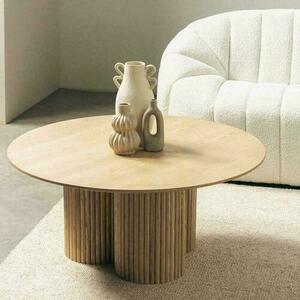 Round Coffee Table 100 cm NAORA II II Natural Oak, Ash, Slats small 1