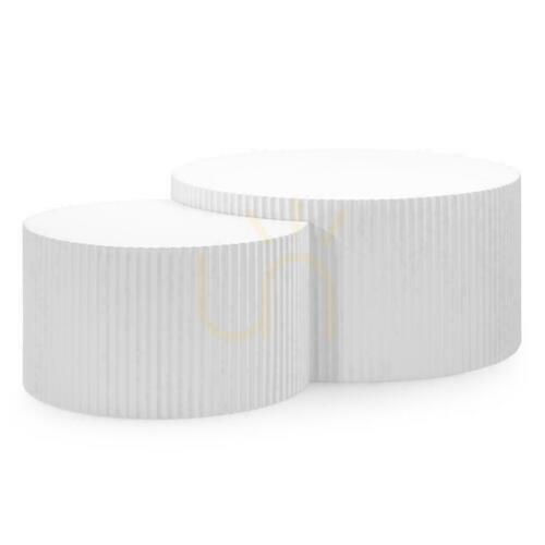 Check Nova Nook ZOE Coffee Table Set of 2 White Fluted 80 and 60 cm