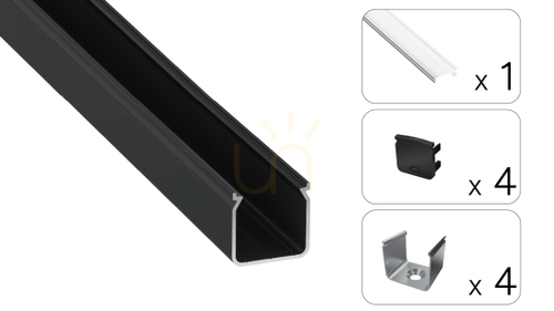 Check TEKKNI HELSE LED Profile Set 3 m, Black, Transparent Cover