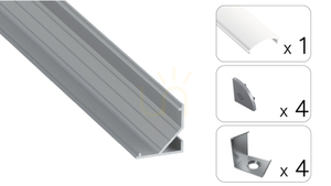 TEKKNI ARRE set silver, frosted lampshade 2 m small 1