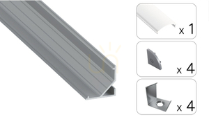 TEKKNI ARRE set silver, frosted lampshade 3m small 1