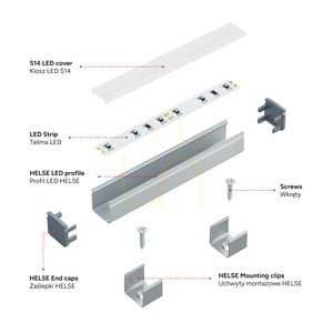 TEKKNI+ HELSE+ surface-mounted LED profile, raw aluminium, 2.02 m small 6
