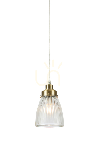 Check Pendant Light Markslojd Bellis 1-Light Antique Brass Clear Glass 109010