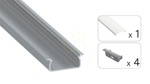 TEKKNI TVED recessed LED profile kit 3 m, silver with opal M22 cover small 1