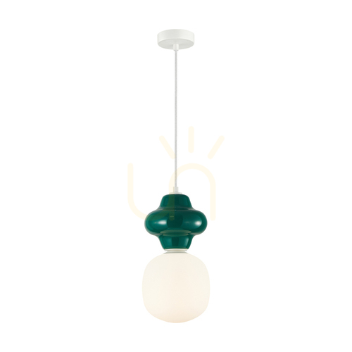 Check Italux Green Ceramic Glass Pendant Light E14 15 cm PND-94331-1S-GRE