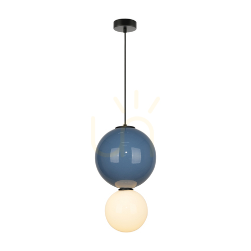 Check Italux Pieve LED Pendant Light White Blue Glass Ceramic 25 cm PND-95221-1L-BLU