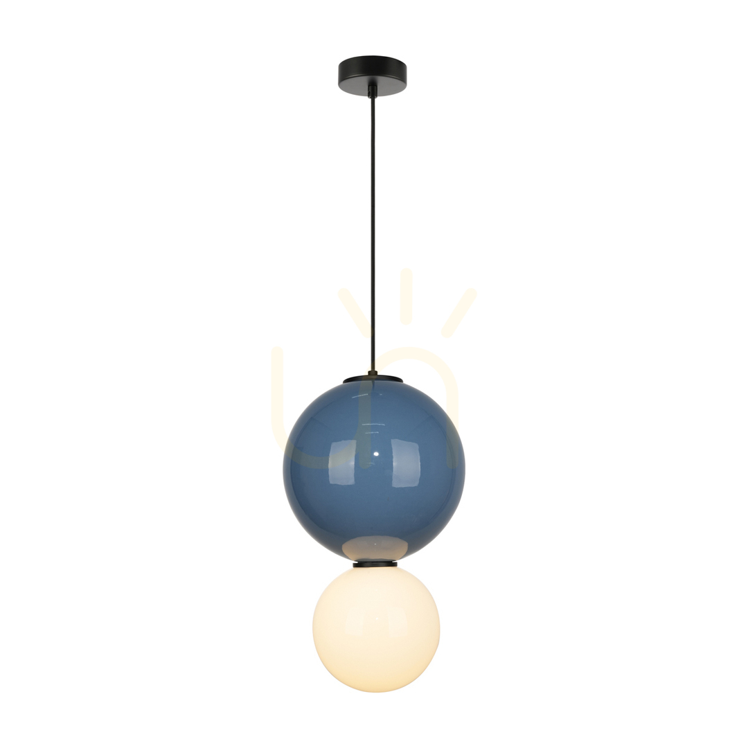 Italux Pieve LED Pendant Light White Blue Glass Ceramic 25 cm PND-95221-1L-BLU