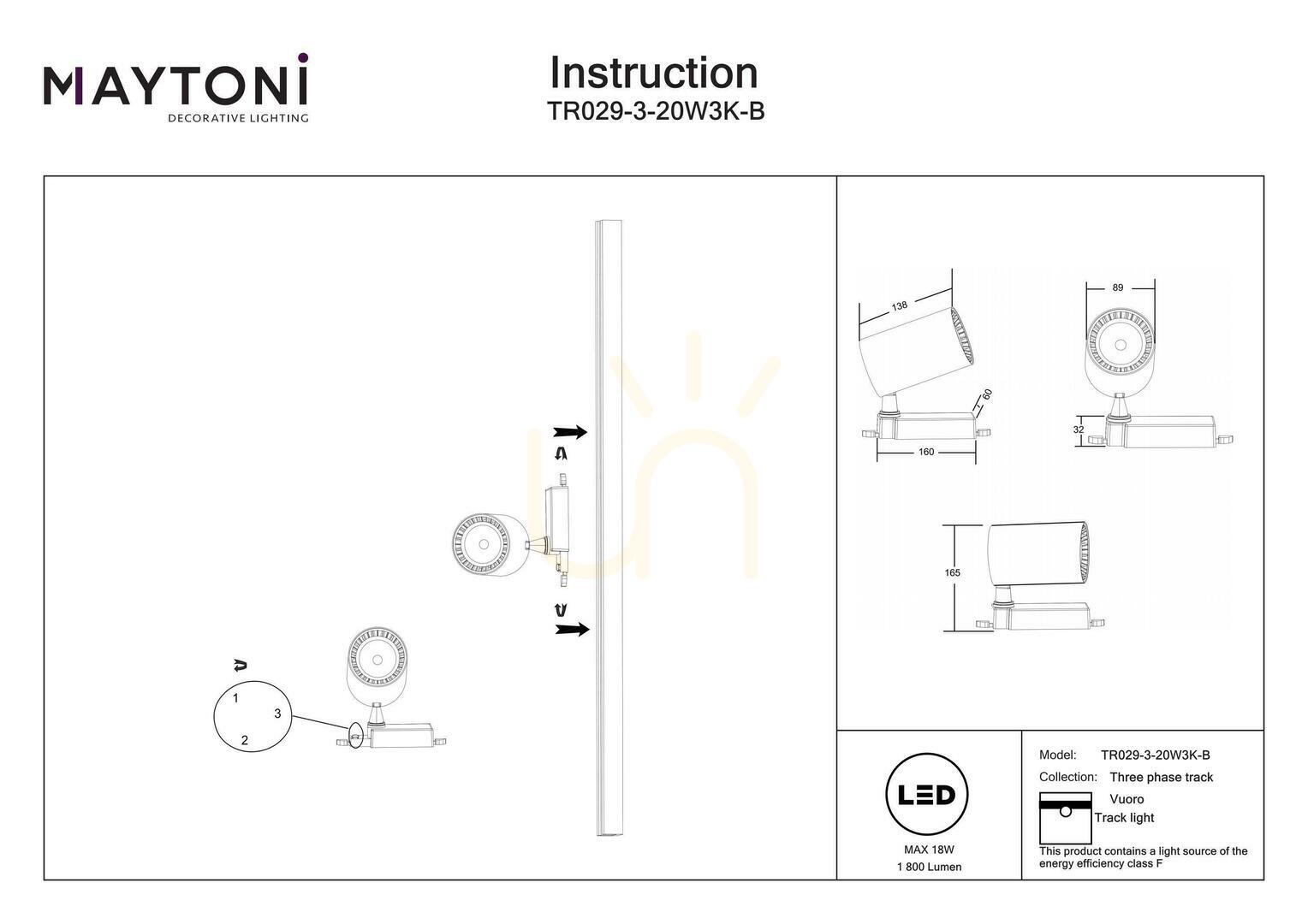 Preview VUORO TR029-3-20W3K-B busbar spotlight Maytoni VUORO TR029-3-20W3K-B busbar spotlight Maytoni