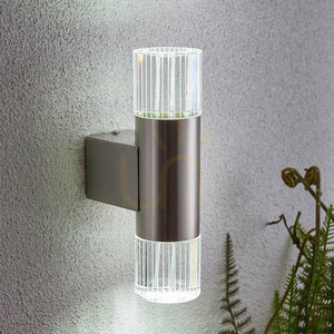 Wall Light Endon Grant Silver Stainless Steel Crystal 2 Light LED 23 cm small 1