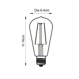 E27 LED Filament Pear Bulb Amber Endon 2W Glass 14cm small 1
