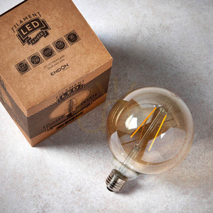 E27 LED filament globe amber glass Endon 12.5 cm 2W small 4