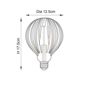 Ribb decorative LED bulb E27 4W 400lm 2000K amber G125 globe Ø12.5 cm 80179 Endon small 2