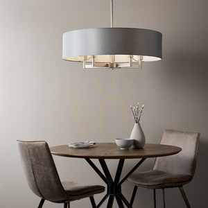 Endon Grande Grey 5-Light Pendant Lamp 80cm Steel Fabric small 2
