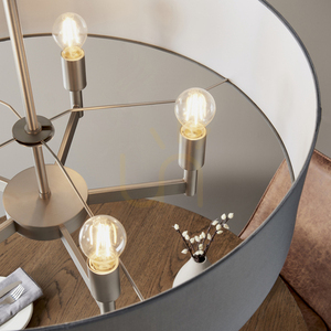 Endon Grande Grey 5-Light Pendant Lamp 80cm Steel Fabric small 4