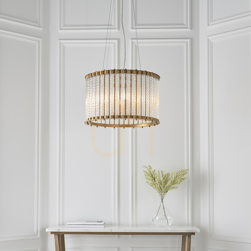 Check Endon Romola Gold 6-Light Pendant Lamp 50 cm Steel Glass