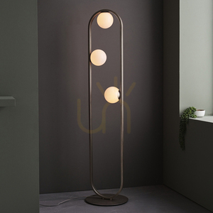 Endon Enzo 92496 floor lamp, brushed silver, opal glass, 3×G9 small 3