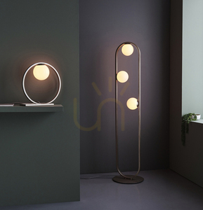 Endon Enzo 92496 floor lamp, brushed silver, opal glass, 3×G9 small 5