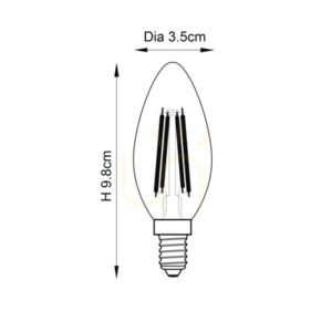 Endon E14 LED filament candle bulb 4 W, amber, 2500 K small 1