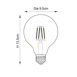 E27 LED Filament Globe Light Bulb Amber Endon 6W Dimmable small 1