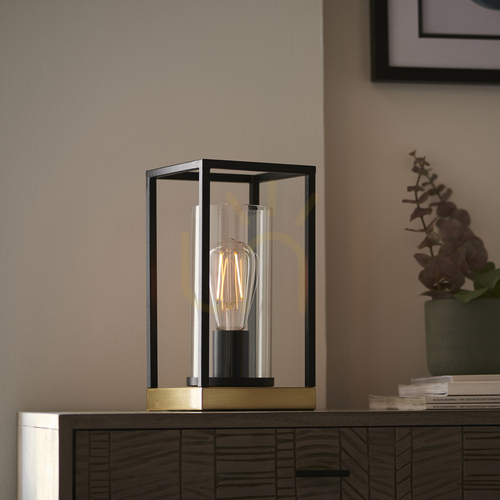 Check Endon Brass Table Lamp 29cm Steel Glass E27