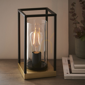 Endon Brass Table Lamp 29cm Steel Glass E27 small 5