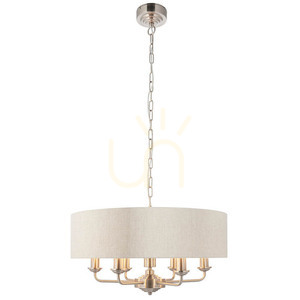Endon Highclere Beige Fabric 6-Light Pendant Lamp 55cm small 2